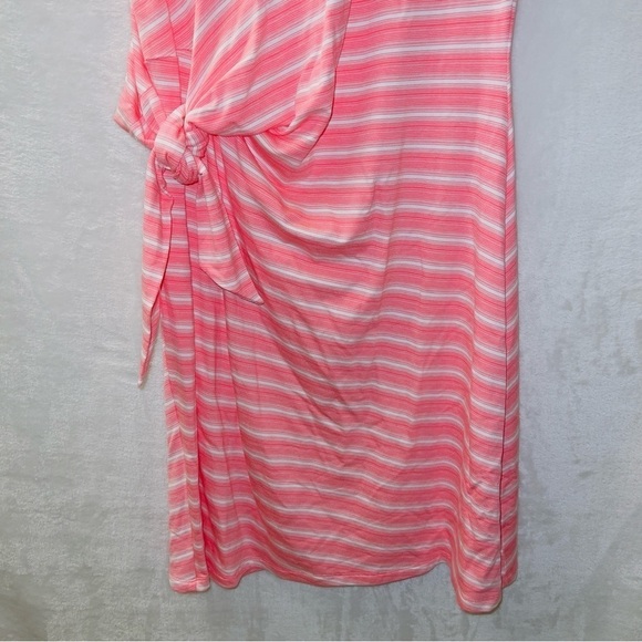 Talbots NWT Pink White Stripe Side Cinch Knee Length Dress size large petite - Picture 3 of 5